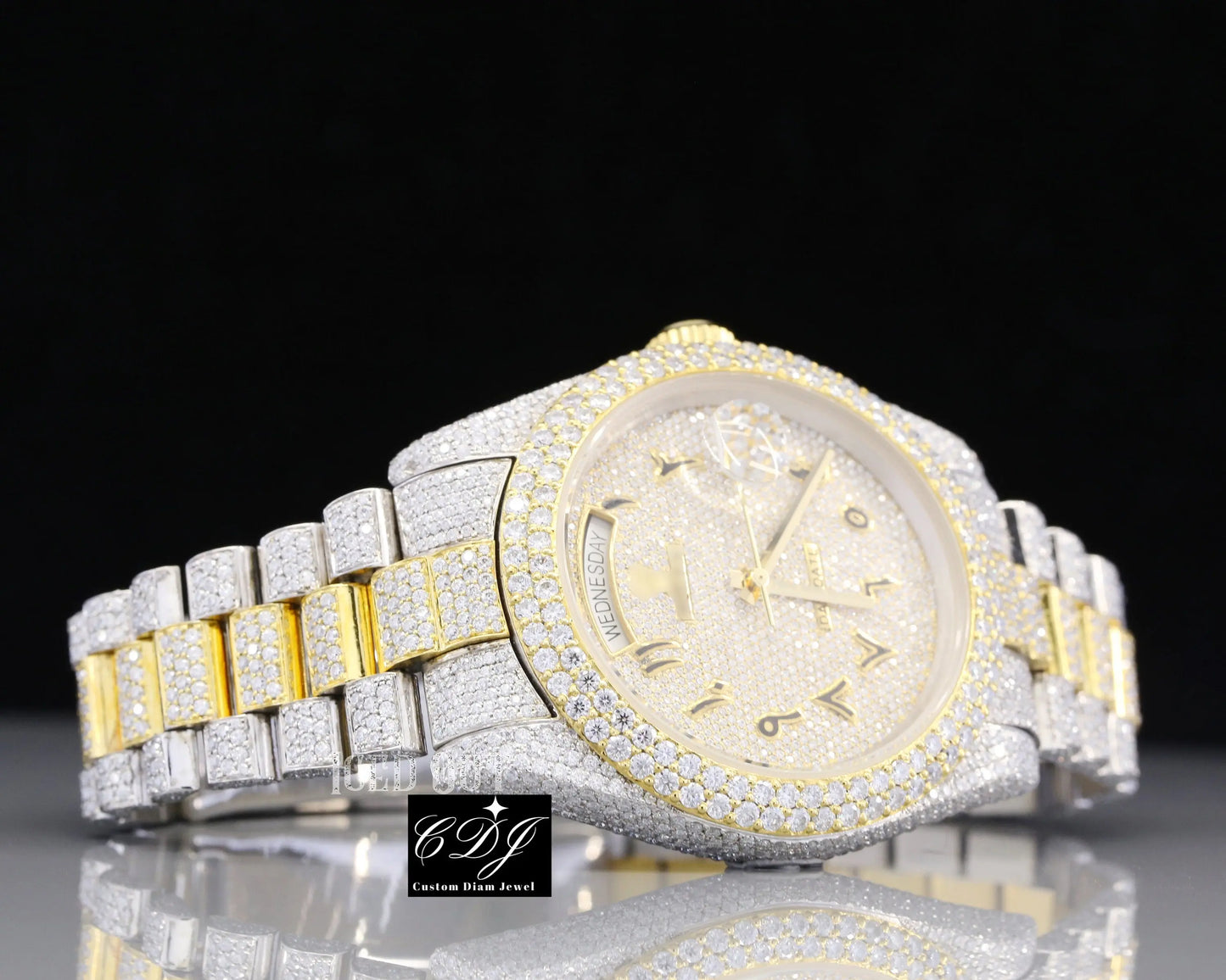 Full Diamond Waterproof luxury Wrist Watch (26.5 CT Approx)  customdiamjewel   