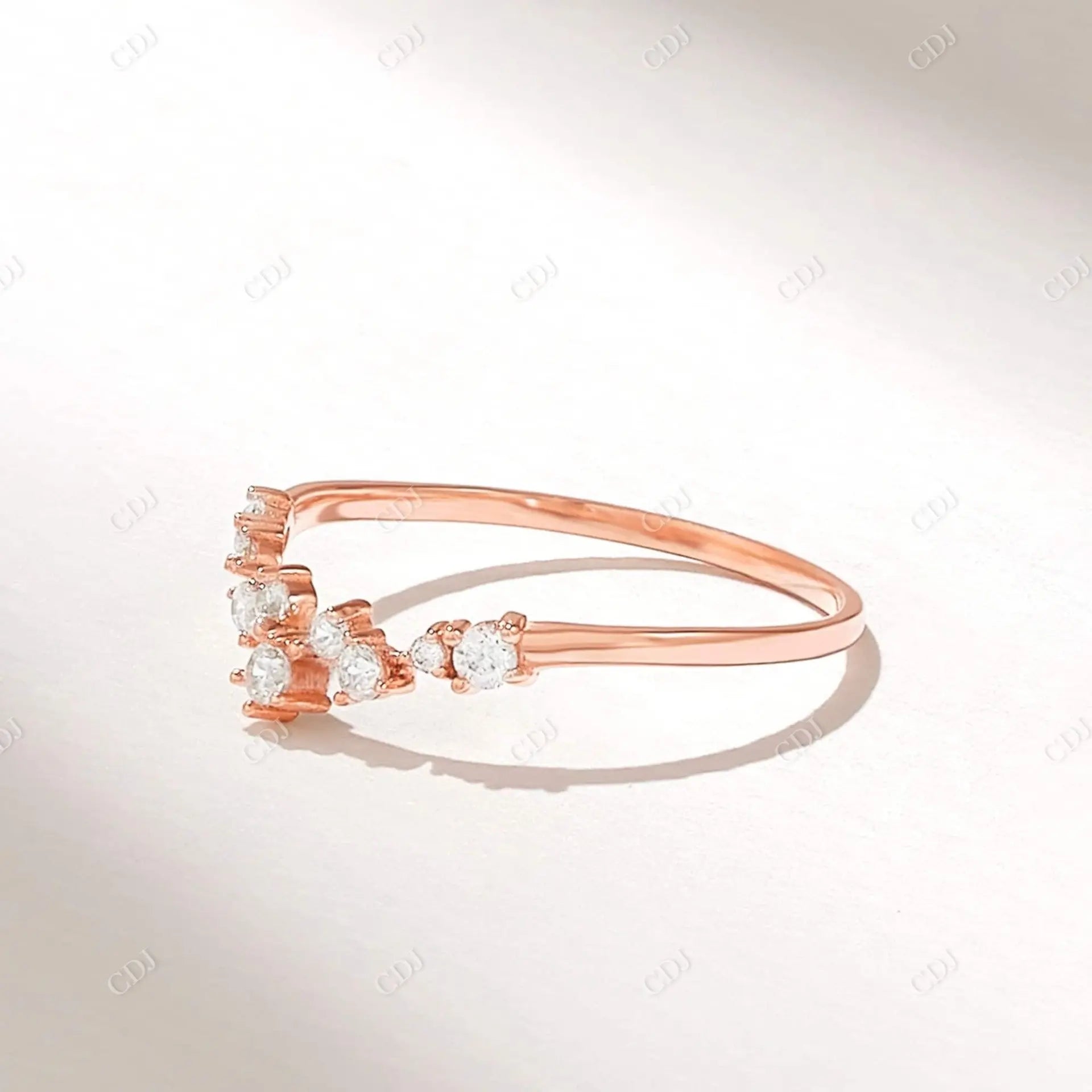 Curved Cluster 0.14CTW Round Cut Lab Grown Diamond Promise Band  customdiamjewel 10KT Rose Gold VVS-EF