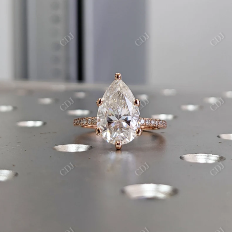 3.0CT Pear Cut Moissanite Diamond Wedding Ring  customdiamjewel 10KT Rose Gold VVS-EF