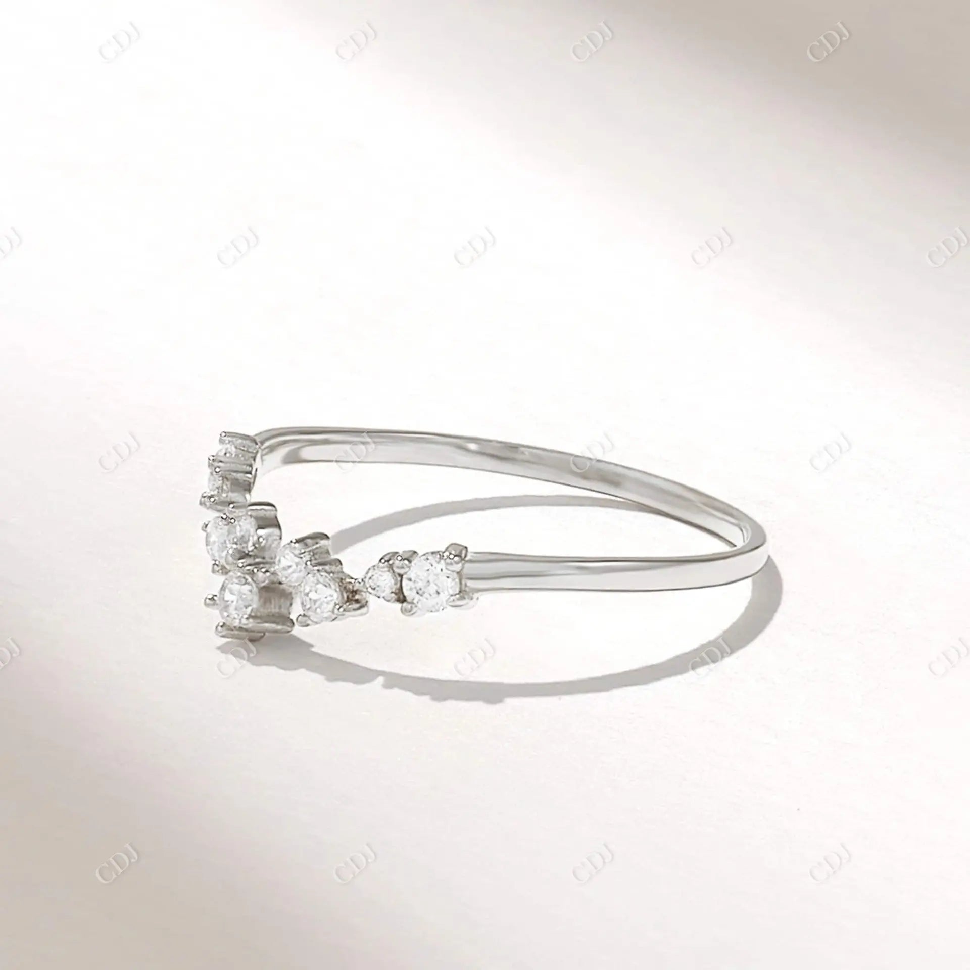 Curved Cluster 0.14CTW Round Cut Lab Grown Diamond Promise Band  customdiamjewel 10KT White Gold VVS-EF