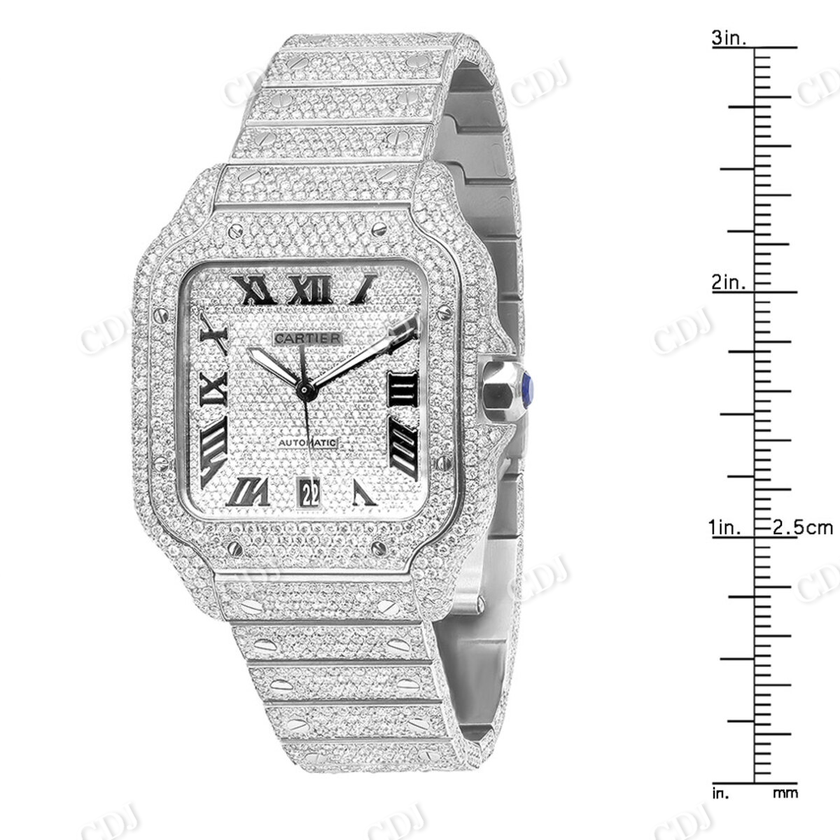 Hip Hop Roman Scale Fashion Square Dial Diamond Watch  customdiamjewel   