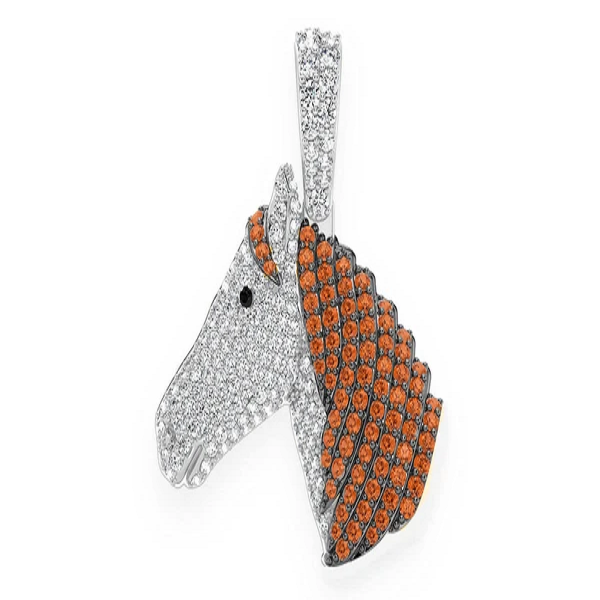 0.75CTW Cluster Diamond Horse Head Pendant  customdiamjewel   