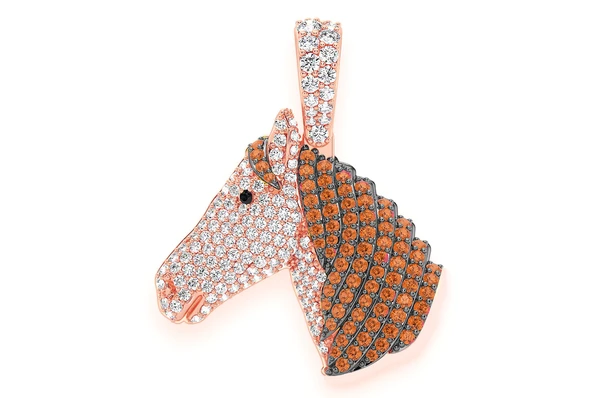 0.75CTW Cluster Diamond Horse Head Pendant  customdiamjewel   