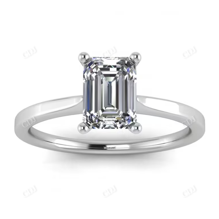 Emerald Cut Solitaire Engagement Ring  customdiamjewel 10 KT White Gold VVS-EF