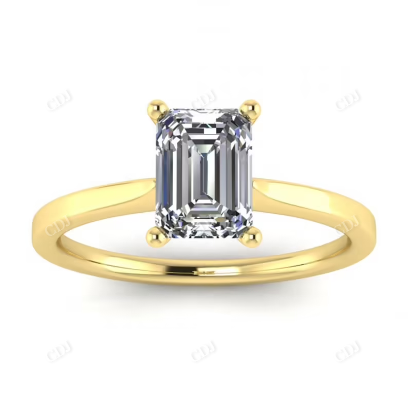 Emerald Cut Solitaire Engagement Ring  customdiamjewel 10 KT Yellow Gold VVS-EF