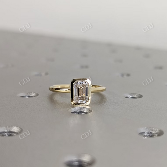 Single Stone Bezel Set Solid Gold Ring  customdiamjewel 10 KT Yellow Gold VVS-EF