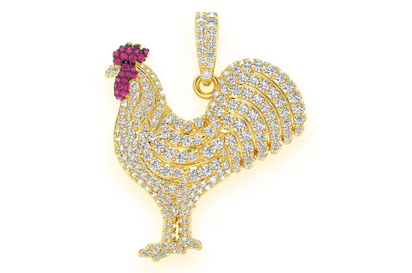 2.25CTW Cluster Rooster Pendant  customdiamjewel   