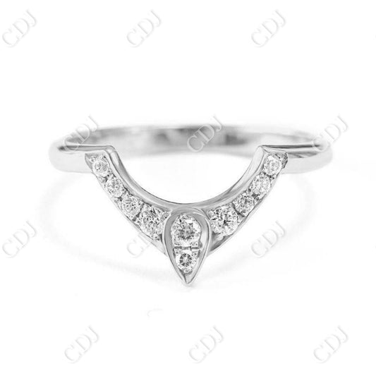 Unique Third Eye Lab Grown Diamond Wedding Band  customdiamjewel 10KT White Gold VVS-EF