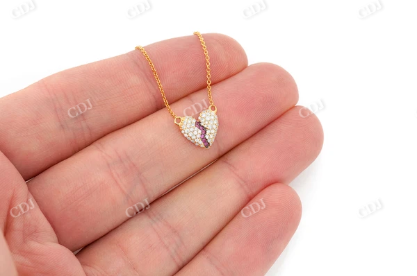 Broken Heart Round Diamond Pendant  customdiamjewel   