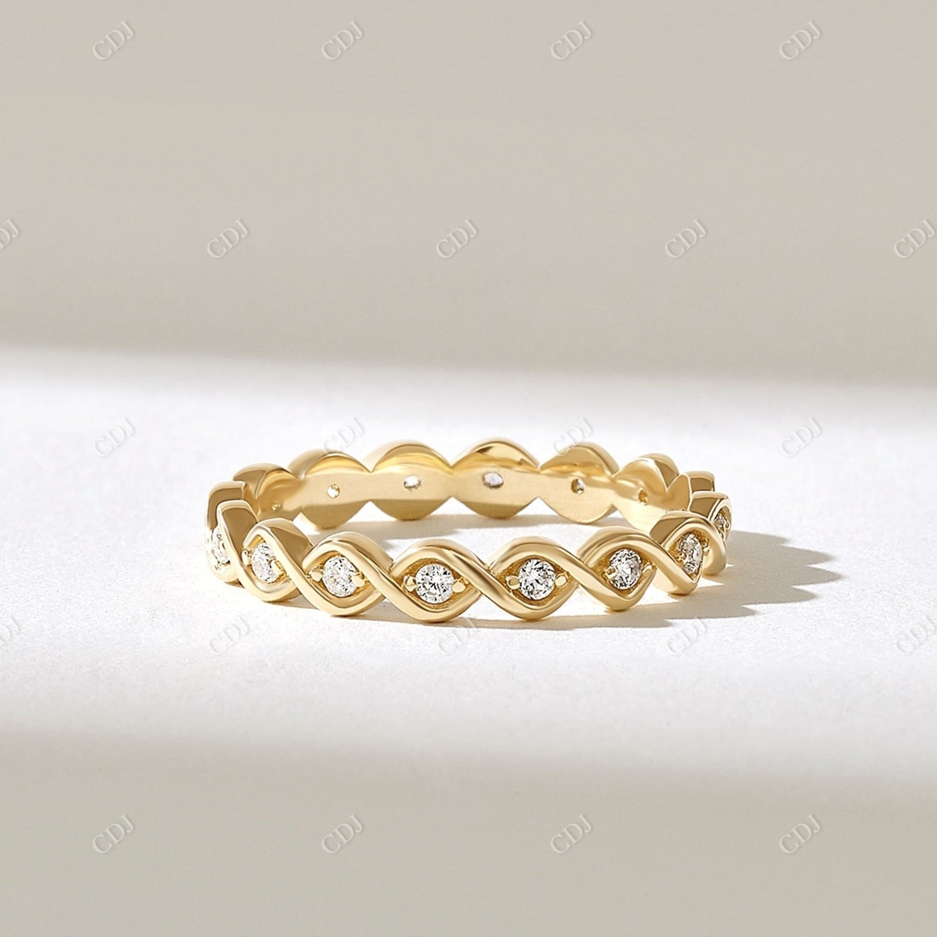 0.16CTW Round Earth Mine Diamond Twisted Eternity Band  customdiamjewel 10KT Yellow Gold VVS-EF