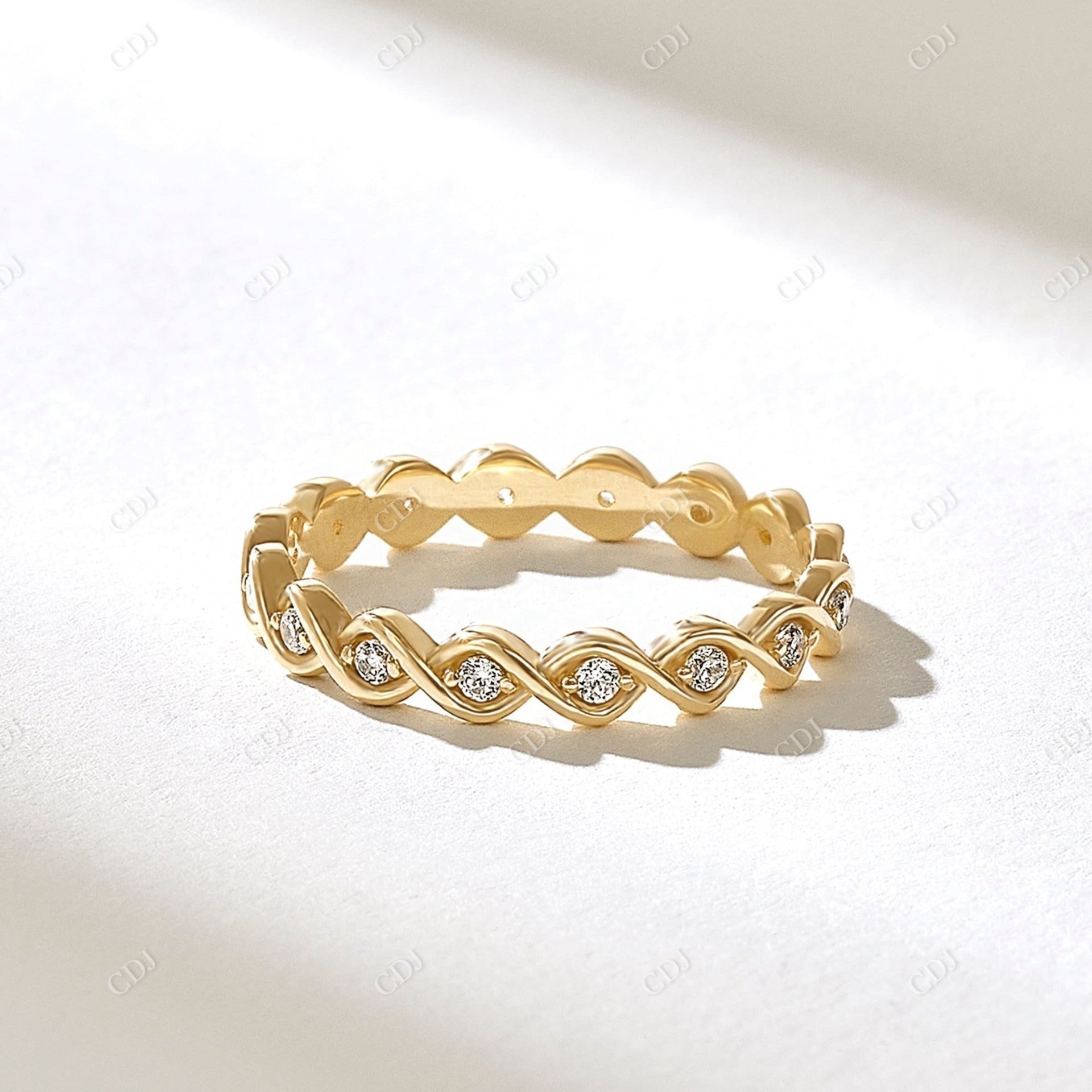 0.16CTW Round Earth Mine Diamond Twisted Eternity Band  customdiamjewel   