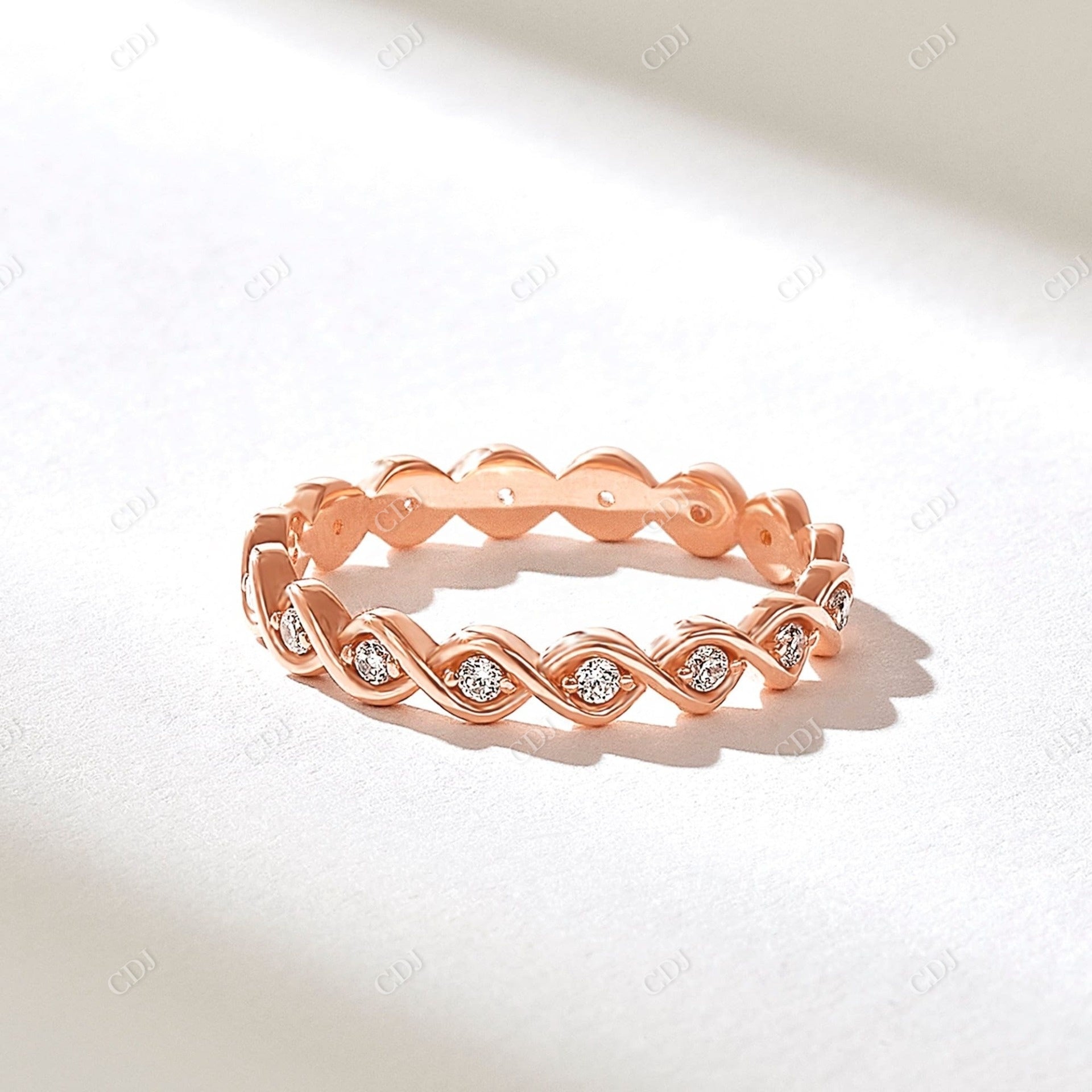 0.16CTW Round Earth Mine Diamond Twisted Eternity Band  customdiamjewel 10KT Rose Gold VVS-EF