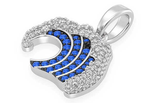 0.85CTW Blue And White Ocean Wave Pendant  customdiamjewel   