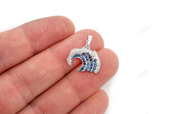 0.85CTW Blue And White Ocean Wave Pendant  customdiamjewel   