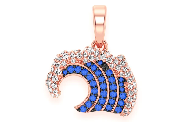 0.85CTW Blue And White Ocean Wave Pendant  customdiamjewel   