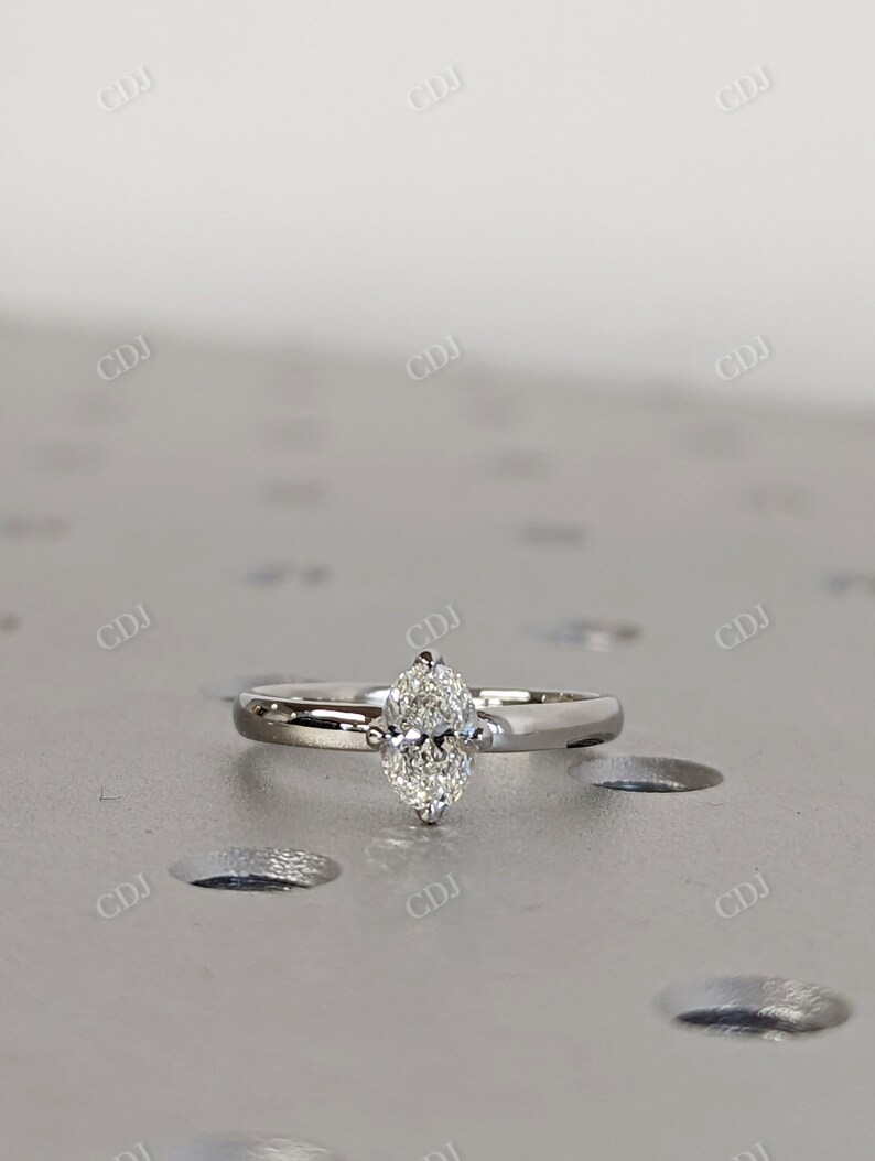 White Gold Marquise Cut Moissanite Solitaire Ring  customdiamjewel   