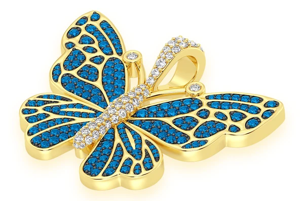 1.75CTW Butterfly  Blue Diamond Pendant  customdiamjewel   