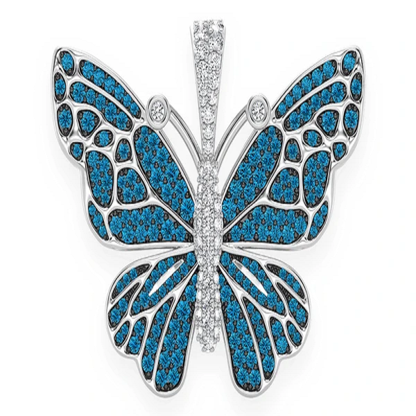 1.75CTW Butterfly  Blue Diamond Pendant  customdiamjewel   