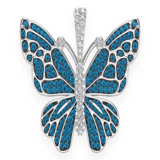 1.75CTW Butterfly  Blue Diamond Pendant  customdiamjewel   