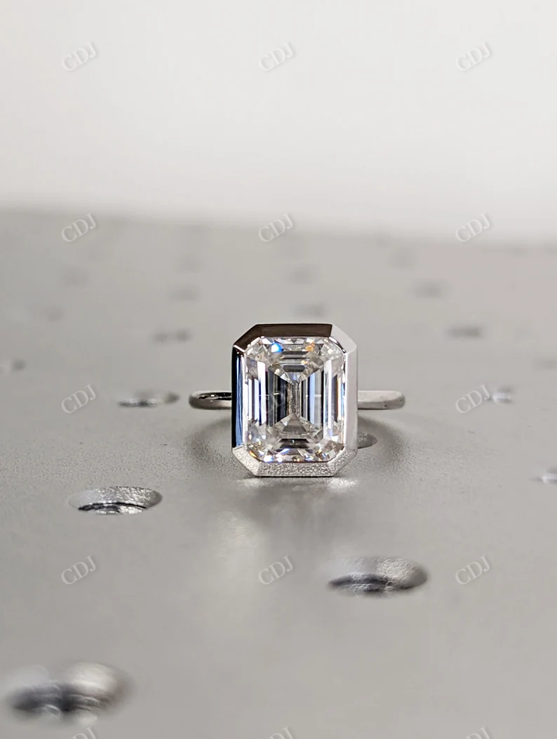 3CT Emerald Cut Moissanite Solitaire Ring  customdiamjewel   