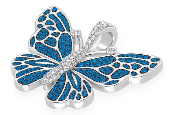 1.75CTW Butterfly  Blue Diamond Pendant  customdiamjewel   