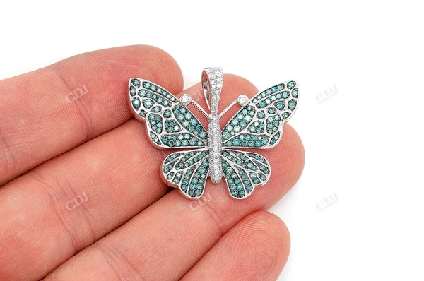 1.75CTW Butterfly  Blue Diamond Pendant  customdiamjewel   