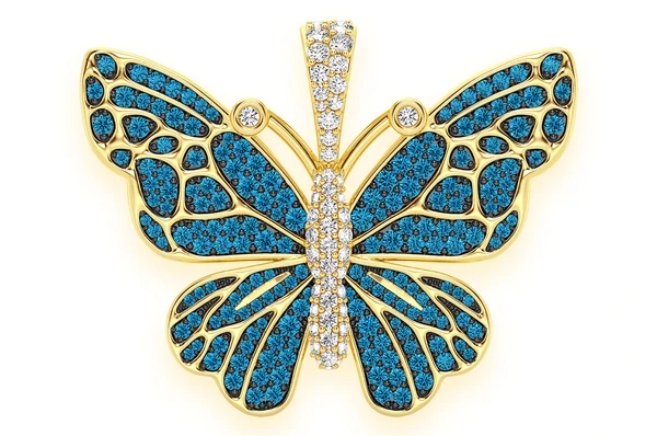 1.75CTW Butterfly  Blue Diamond Pendant  customdiamjewel   