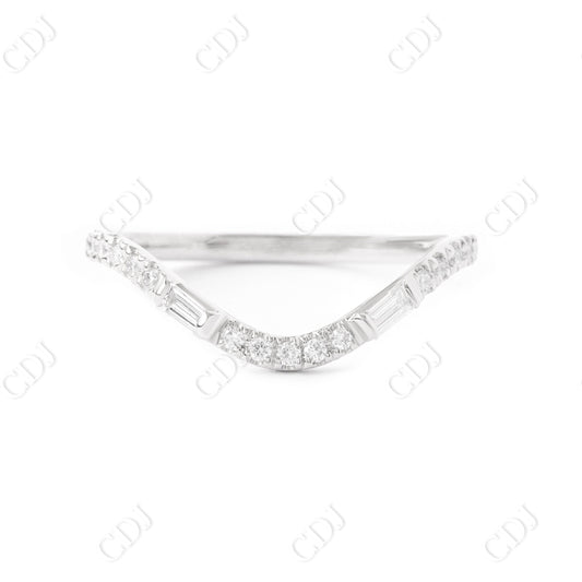 Round and Baguette Curved Shape Matching Wedding Band  customdiamjewel 10KT White Gold VVS-EF