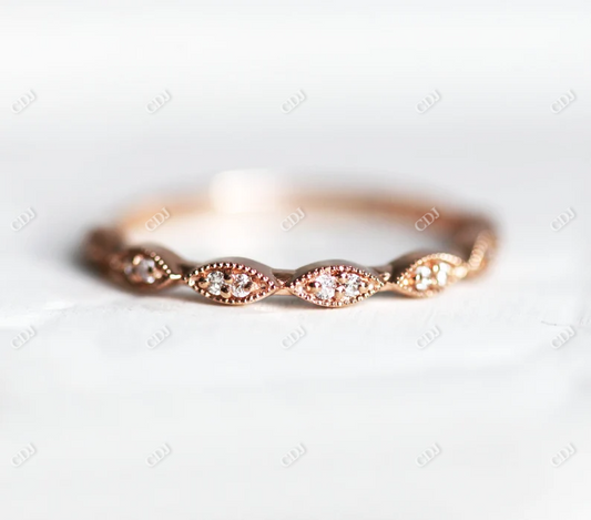 Vintage Milgrain Round Natural Diamond Band  customdiamjewel 10KT Rose Gold VVS-EF