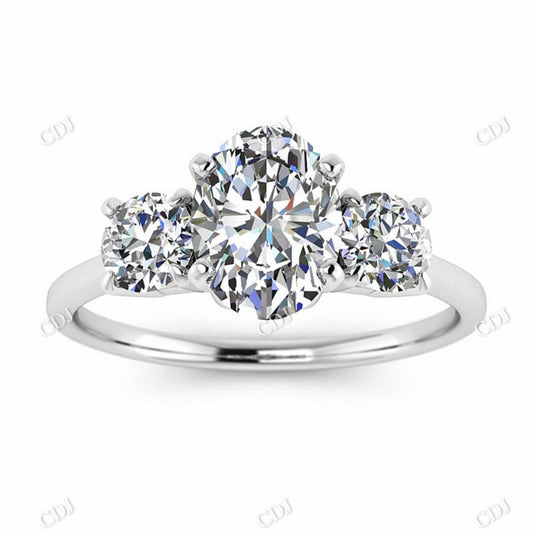 Thin Band Three Stone White Gold Oval Moissanite Ring  customdiamjewel 10KT White Gold VVS-EF