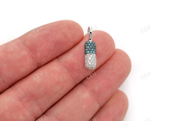 0.50CTW Pill Capsule Two Color Diamond Pendant  customdiamjewel   