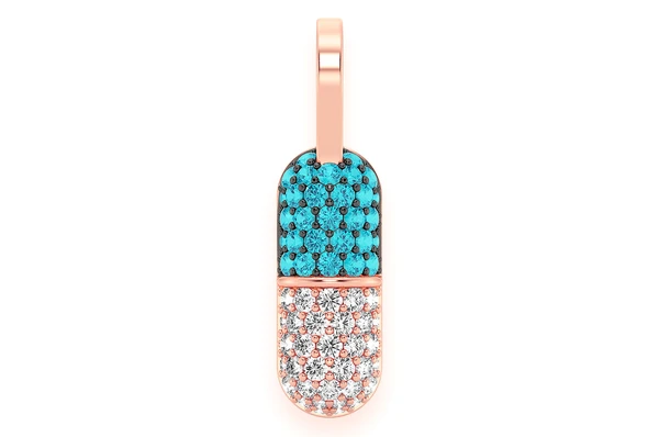 0.50CTW Pill Capsule Two Color Diamond Pendant  customdiamjewel   