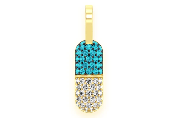 0.50CTW Pill Capsule Two Color Diamond Pendant  customdiamjewel   