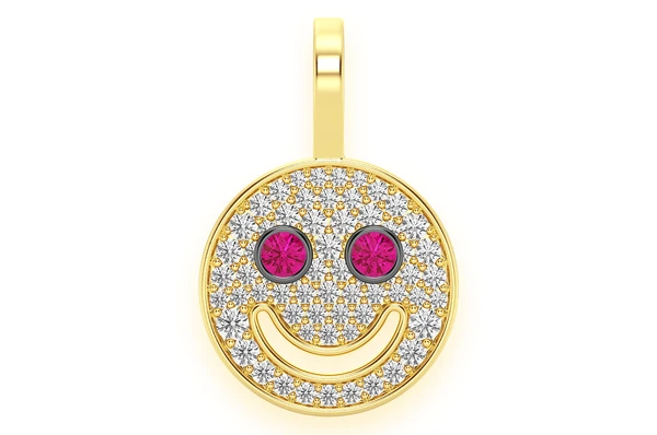 Unique CDJ 0.40CTW Ruby Eyes Smiley Face Pendant  customdiamjewel   