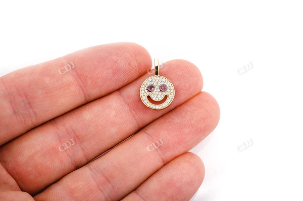 Unique CDJ 0.40CTW Ruby Eyes Smiley Face Pendant  customdiamjewel   