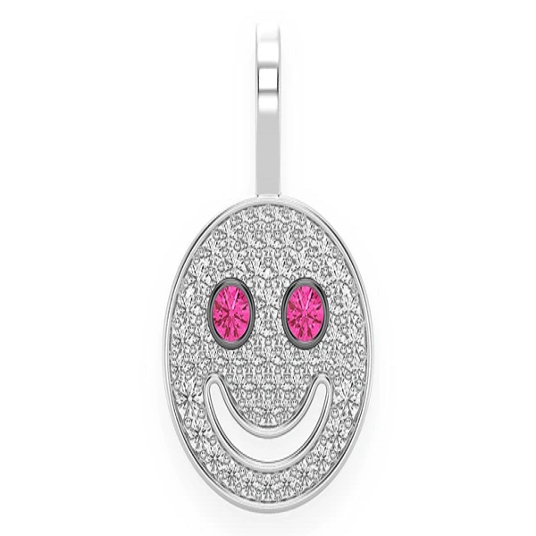 Unique CDJ 0.40CTW Ruby Eyes Smiley Face Pendant  customdiamjewel   