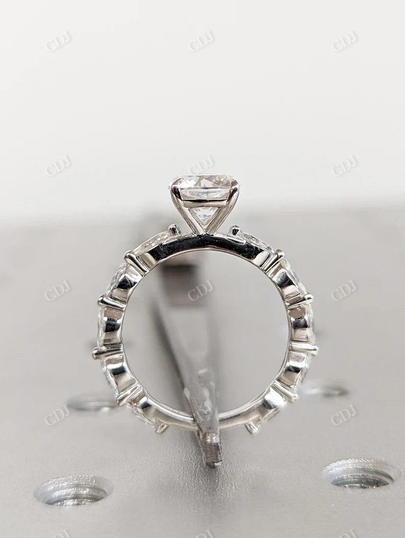 Colorless Cushion Marquise Moissanite Ring  customdiamjewel   