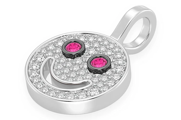 Unique CDJ 0.40CTW Ruby Eyes Smiley Face Pendant  customdiamjewel   