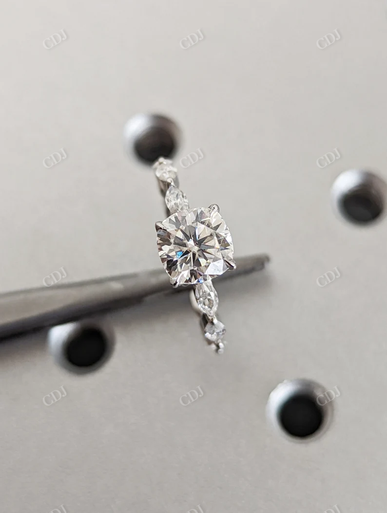 Colorless Cushion Marquise Moissanite Ring  customdiamjewel   