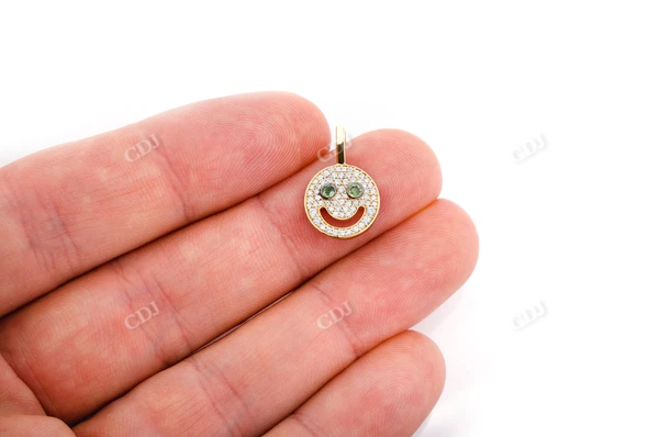 0.33CTW  Emerald Gemstone Eyes Smiley Pendant  customdiamjewel   