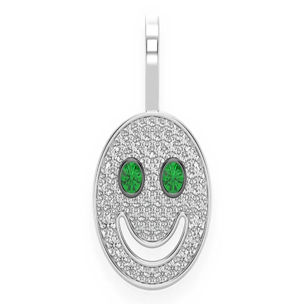 0.33CTW  Emerald Gemstone Eyes Smiley Pendant  customdiamjewel   