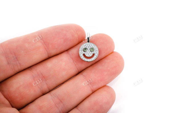 0.33CTW  Emerald Gemstone Eyes Smiley Pendant  customdiamjewel   