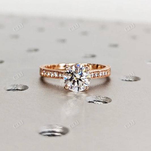 Vintage Moissanite Ring 14k gold Hand Engraved Ring  customdiamjewel 10 KT Rose Gold VVS-EF