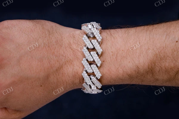 925 Sterling Silver Diamond Cuban Link Bracelet  customdiamjewel   