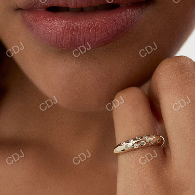 Trendy Dome Shape Flush Set Genuine Diamond Wedding Band  customdiamjewel   