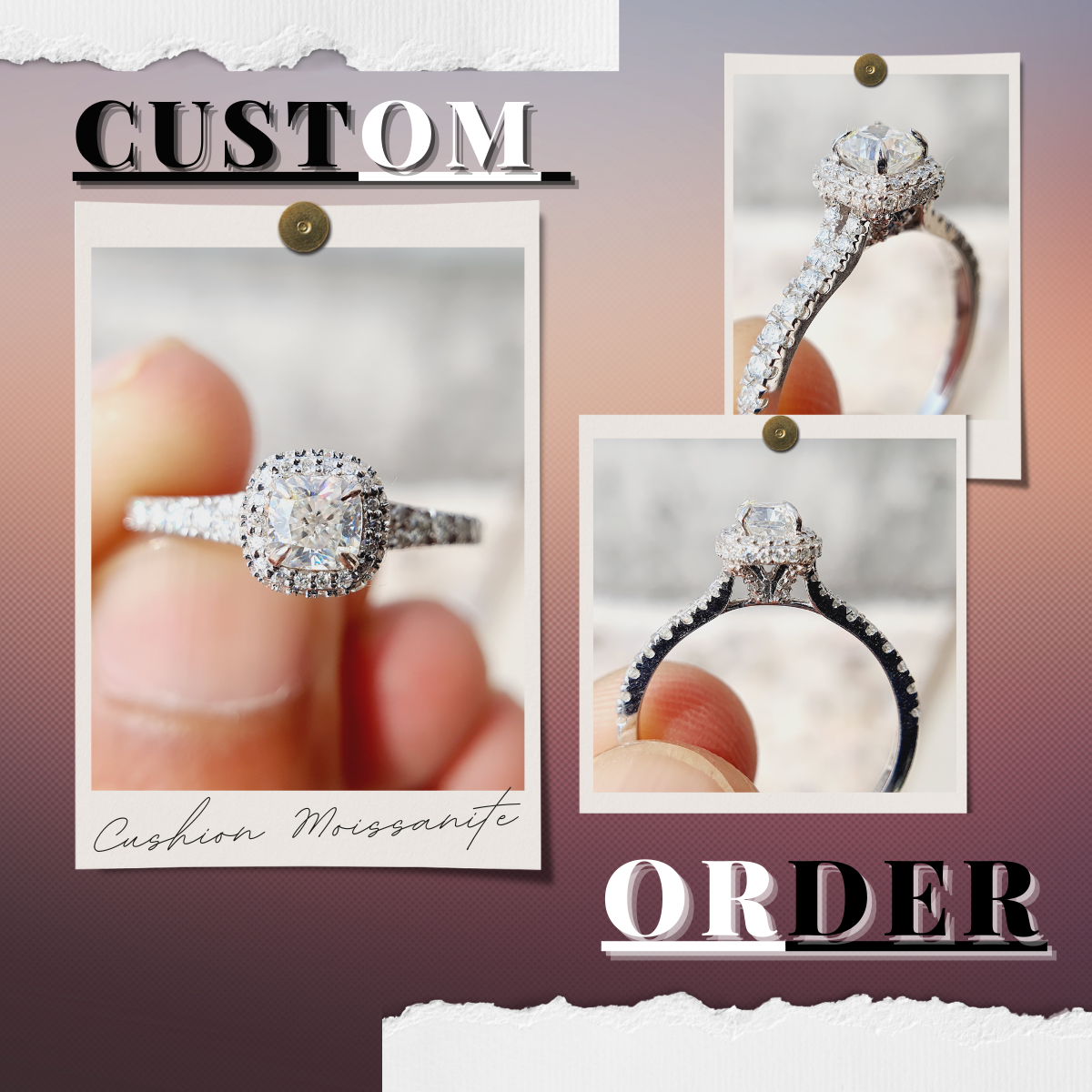 Halo Moissanite Split Shank Engagement Ring  customdiamjewel   