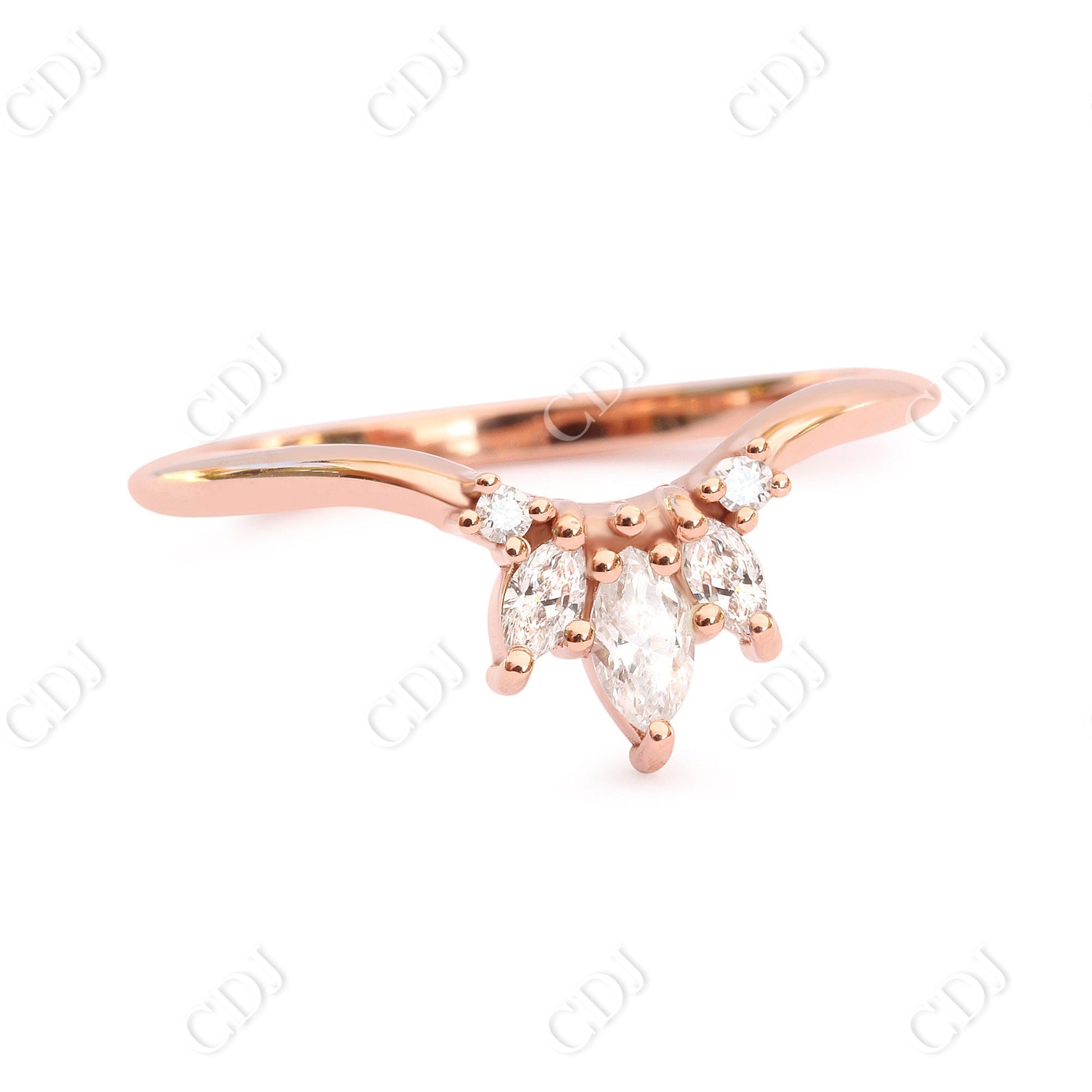 0.25CTW Marquise Moissanite Curve Wedding Ring  customdiamjewel   