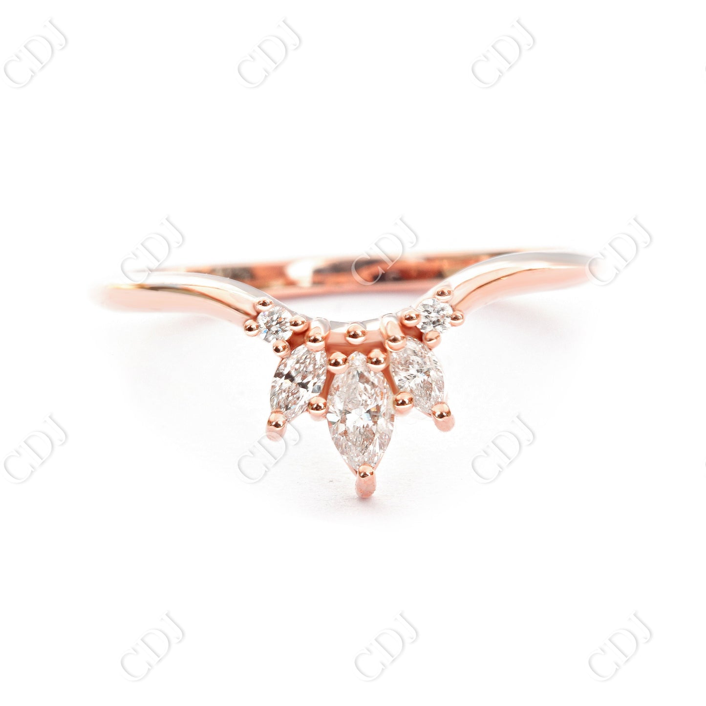 0.25CTW Marquise Moissanite Curve Wedding Ring  customdiamjewel 10KT Rose Gold VVS-EF