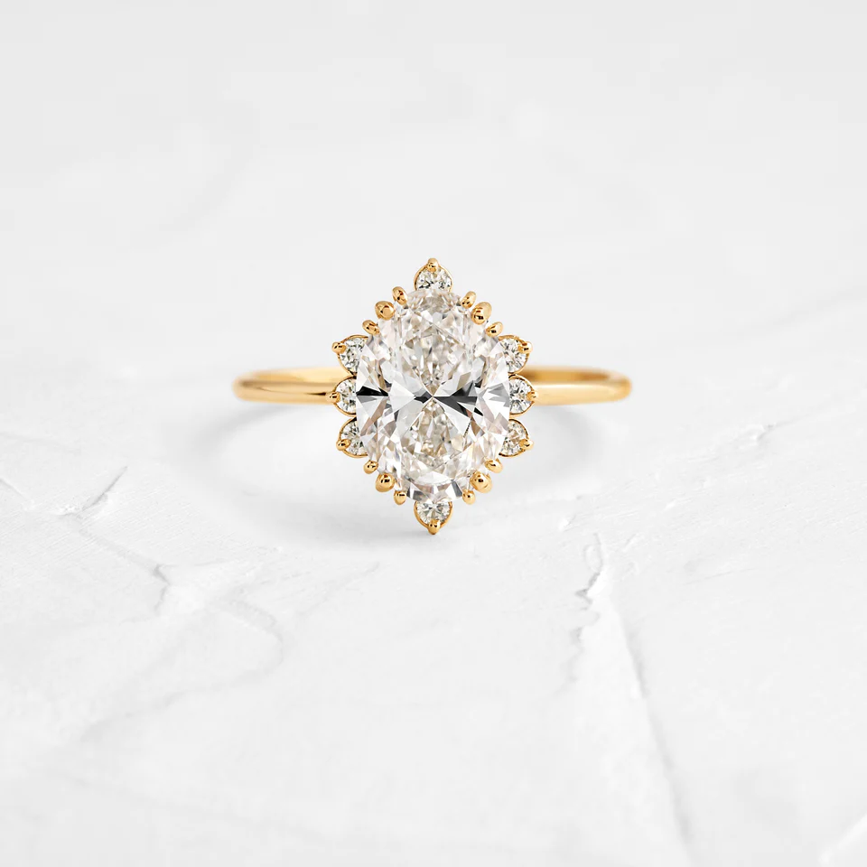 Antique Oval Cut Moissanite Engagement Ring  customdiamjewel 10KT Yellow Gold VVS-EF