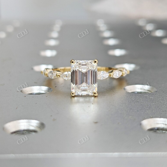 Vintage Yellow Gold Emerald Cut Moissanite Engagement Ring  customdiamjewel 10 KT Yellow Gold VVS-EF